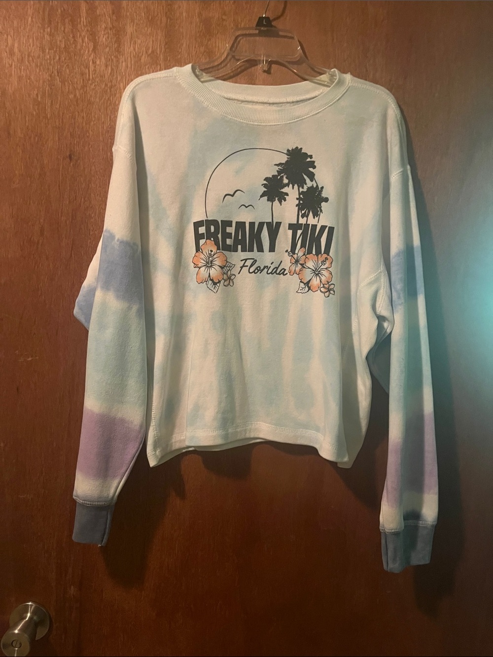 Freaky Tiki Florida Tie-Dye Crewneck Sweatshirt - Light Blue